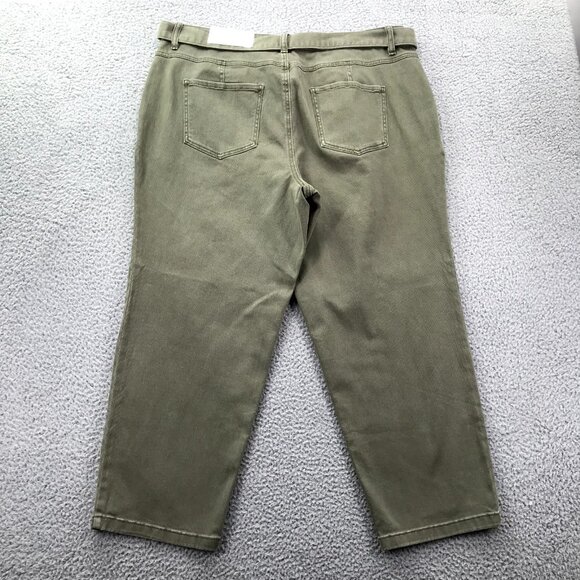CATO Est. 1946 Womens Size 20W Green High Rise Belted Straight Ankle Jeans NEW - Picture 2 of 16